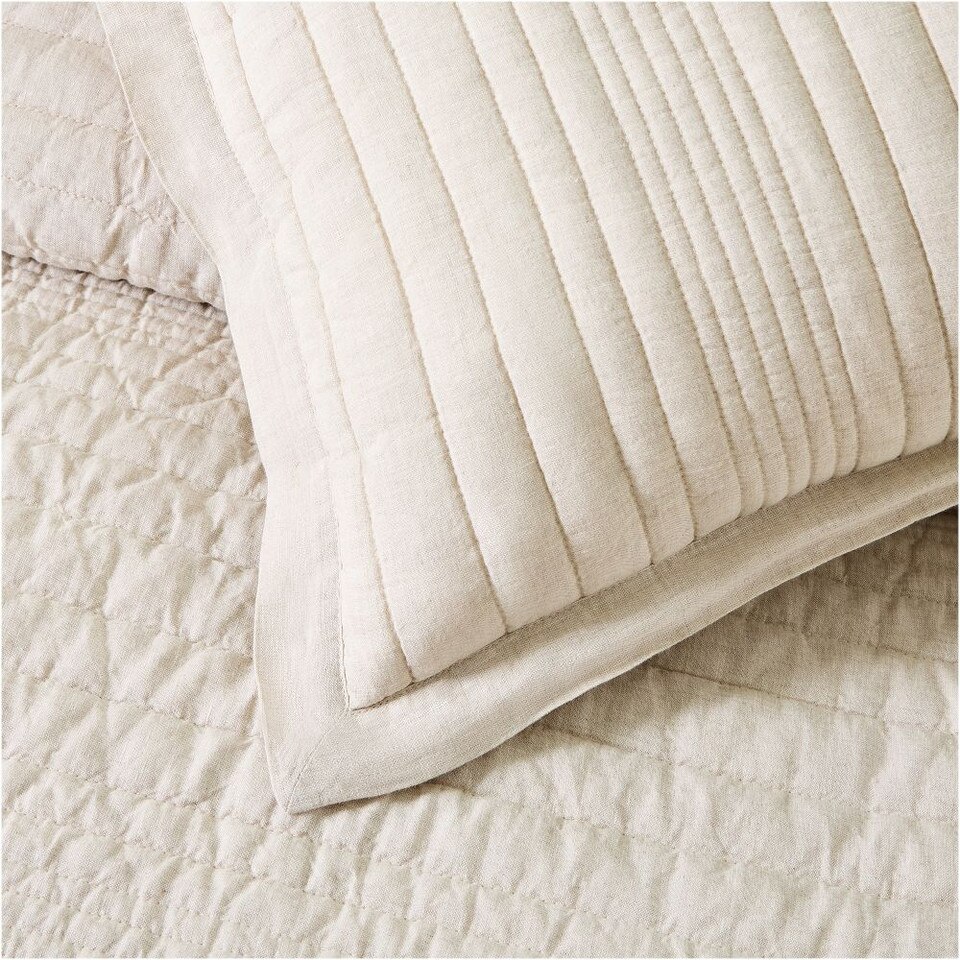 European Flax Linen Linework Coverlet & Pillowcases West Elm Australia